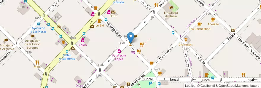 Mapa de ubicacion de Antares, Recoleta en アルゼンチン, Ciudad Autónoma De Buenos Aires, Comuna 2, Comuna 1, ブエノスアイレス.