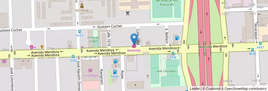 Mapa de ubicacion de Antártida en Argentinien, Santa Fe, Departamento Rosario, Municipio De Rosario, Rosario.