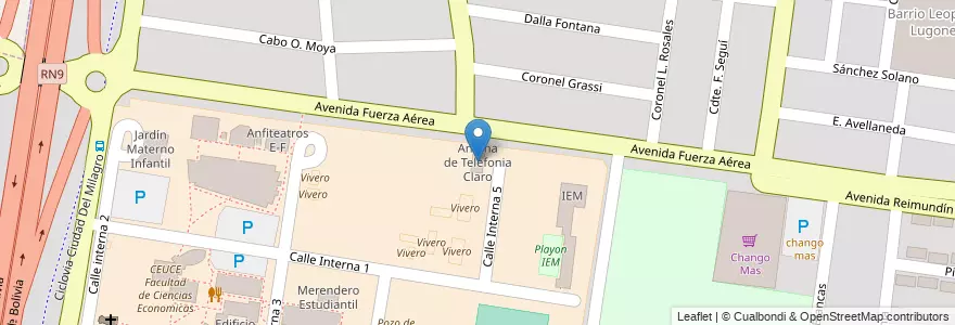 Mapa de ubicacion de Antena de Telefonia Claro en アルゼンチン, サルタ州, Capital, Municipio De Salta, Salta.