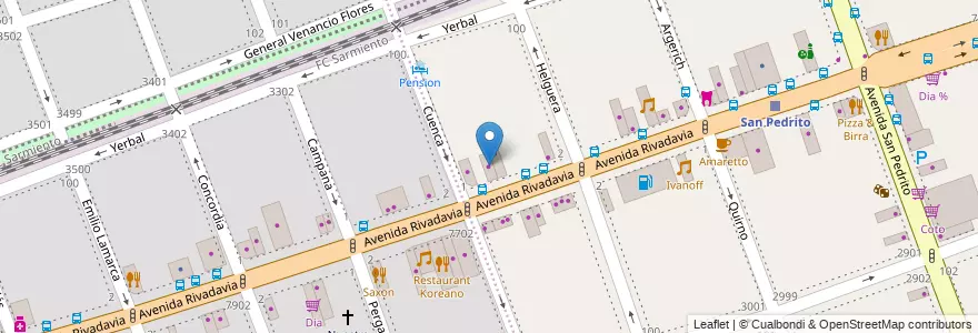 Mapa de ubicacion de Antequer a Muebles, Flores en Аргентина, Буэнос-Айрес, Comuna 7, Буэнос-Айрес.