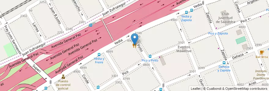 Mapa de ubicacion de AntiDomingo - Restaurante - Espacio de Arte, Saavedra en 아르헨티나, Ciudad Autónoma De Buenos Aires, Comuna 12, Partido De Vicente López, 부에노스아이레스, Vicente López.