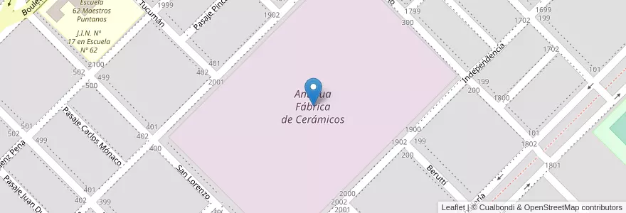 Mapa de ubicacion de Antigua Fábrica de Cerámicos en アルゼンチン, ラ・パンパ州, Departamento Toay, Municipio De Toay, Toay.