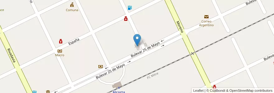 Mapa de ubicacion de Antigua Tienda Oxford en الأرجنتين, سانتا في, Departamento Constitución, Municipio De Alcorta.