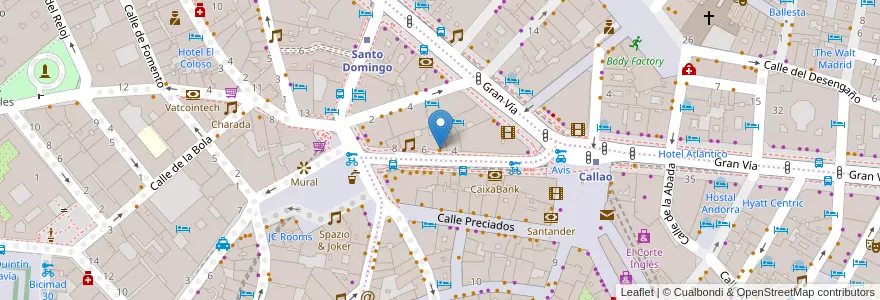 Mapa de ubicacion de Antiguo Café Berlín en 스페인, Comunidad De Madrid, Comunidad De Madrid, Área Metropolitana De Madrid Y Corredor Del Henares, 마드리드.