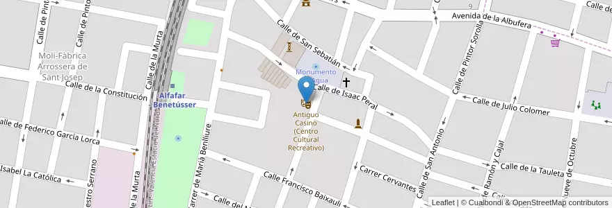 Mapa de ubicacion de Antiguo Casino (Centro Cultural Recreativo) en スペイン, バレンシア州, València / Valencia, L'Horta Sud, Alfafar.