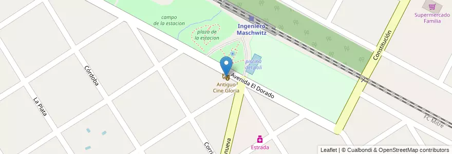Mapa de ubicacion de Antiguo Cine Gloria en Arjantin, Buenos Aires, Partido De Escobar, Ingeniero Maschwitz.