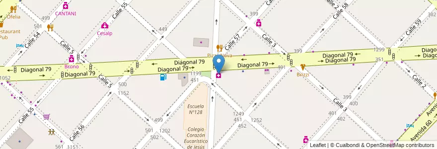 Mapa de ubicacion de Antonelli, Casco Urbano en Аргентина, Буэнос-Айрес, Partido De La Plata, La Plata.