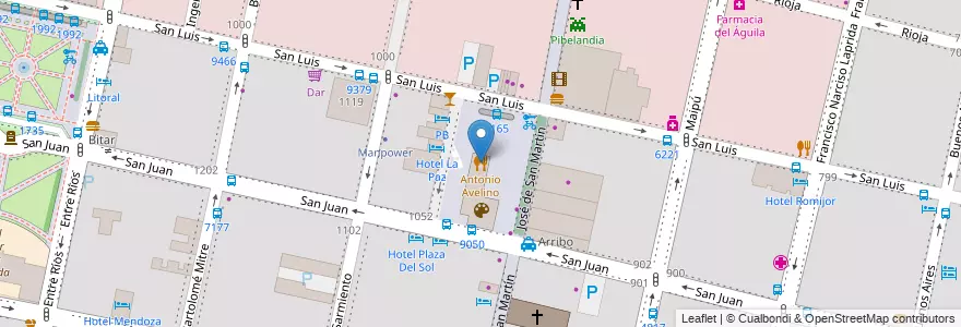 Mapa de ubicacion de Antonio Avelino en アルゼンチン, サンタフェ州, Departamento Rosario, Municipio De Rosario, ロサリオ.