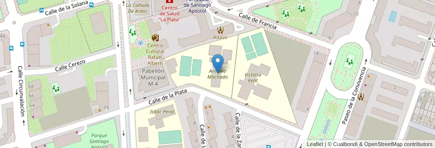 Mapa de ubicacion de Antonio Machado en Испания, Мадрид, Мадрид, Área Metropolitana De Madrid Y Corredor Del Henares, Torrejón De Ardoz.