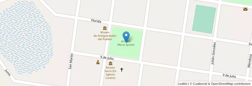 Mapa de ubicacion de Antonio Maria Aponte en Arjantin, Corrientes, Departamento San Miguel, Municipio De Loreto, Loreto.