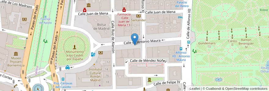 Mapa de ubicacion de ANTONIO MAURA, CALLE, DE,12 en Испания, Мадрид, Мадрид, Área Metropolitana De Madrid Y Corredor Del Henares, Мадрид.