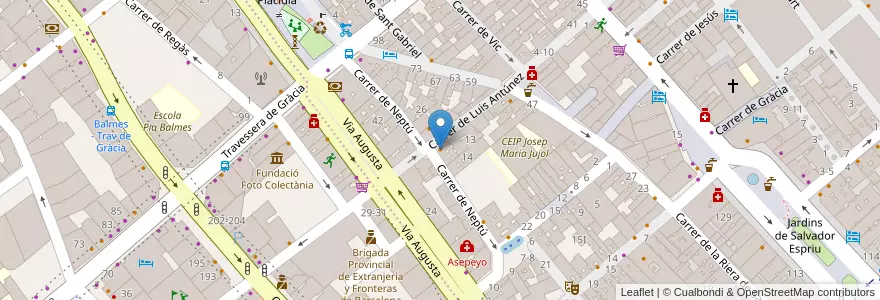 Mapa de ubicacion de Antunez en 스페인, Catalunya, Barcelona, Barcelonès, 바르셀로나.