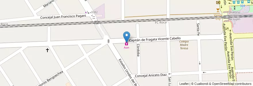 Mapa de ubicacion de Aon en Arjantin, Buenos Aires, Partido De Florencio Varela, Florencio Varela.
