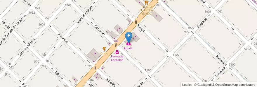 Mapa de ubicacion de Aoudir, Mataderos en アルゼンチン, Ciudad Autónoma De Buenos Aires, Comuna 9, ブエノスアイレス.