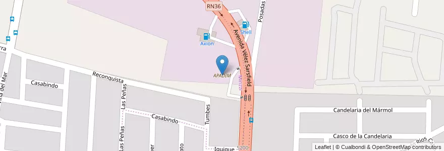 Mapa de ubicacion de APADIM en アルゼンチン, コルドバ州, Departamento Capital, Pedanía Capital, Córdoba, Municipio De Córdoba.