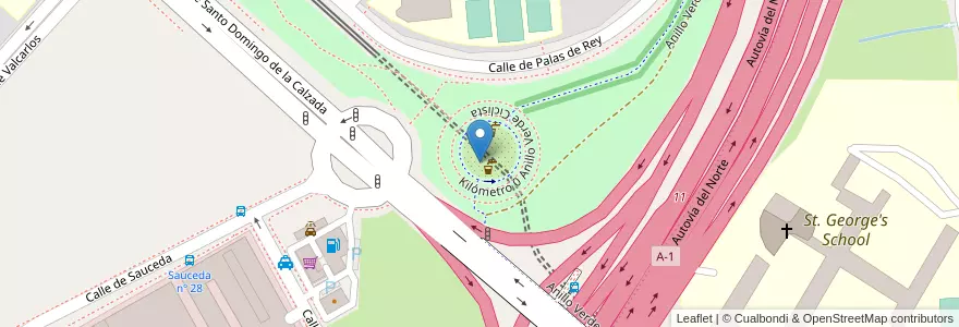 Mapa de ubicacion de Aparcabicis Área descanso Anillo Verde Km 0,000 en إسبانيا, منطقة مدريد, منطقة مدريد, Área Metropolitana De Madrid Y Corredor Del Henares, مدريد.