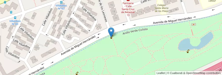 Mapa de ubicacion de Aparcabicis Área descanso Anillo Verde Km 21,680 en إسبانيا, منطقة مدريد, منطقة مدريد, Área Metropolitana De Madrid Y Corredor Del Henares, مدريد.