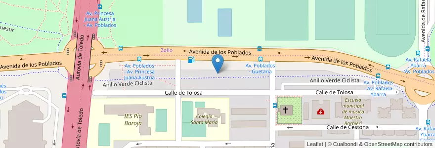 Mapa de ubicacion de Aparcabicis Área descanso Anillo Verde Km 30,650 en Испания, Мадрид, Мадрид, Área Metropolitana De Madrid Y Corredor Del Henares, Мадрид.