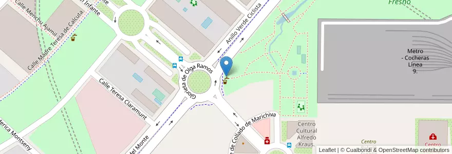 Mapa de ubicacion de Aparcabicis Área descanso Anillo Verde Km 54,740 en إسبانيا, منطقة مدريد, منطقة مدريد, Área Metropolitana De Madrid Y Corredor Del Henares, مدريد.