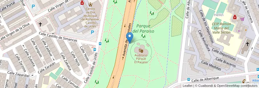 Mapa de ubicacion de Aparcabicis Auditorio Parque Paraíso en Spanje, Comunidad De Madrid, Comunidad De Madrid, Área Metropolitana De Madrid Y Corredor Del Henares, Madrid.
