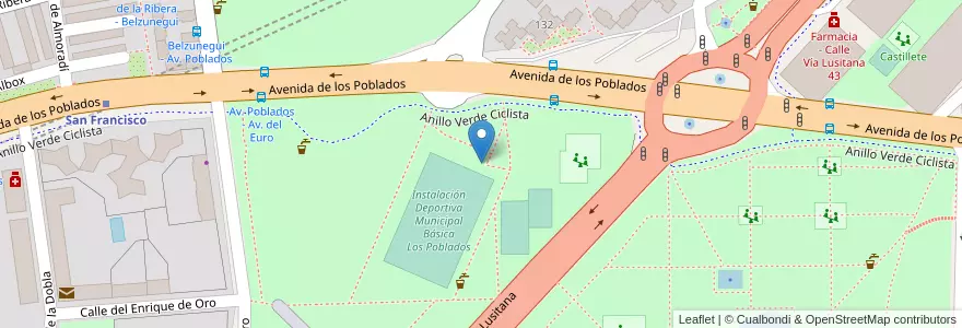 Mapa de ubicacion de Aparcabicis Avenida de los Poblados en اسپانیا, بخش خودمختار مادرید, بخش خودمختار مادرید, Área Metropolitana De Madrid Y Corredor Del Henares, مادرید.
