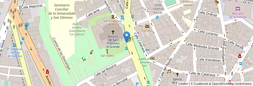 Mapa de ubicacion de Aparcabicis Basílica San Francisco el Grande en Spain, Community Of Madrid, Community Of Madrid, Área Metropolitana De Madrid Y Corredor Del Henares, Madrid.