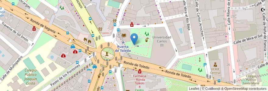 Mapa de ubicacion de Aparcabicis Biblioteca Centro Pedro Salinas en اسپانیا, بخش خودمختار مادرید, بخش خودمختار مادرید, Área Metropolitana De Madrid Y Corredor Del Henares, مادرید.