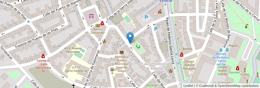 Mapa de ubicacion de Aparcabicis Biblioteca Municipal Gerardo Diego en Испания, Мадрид, Мадрид, Área Metropolitana De Madrid Y Corredor Del Henares, Мадрид.