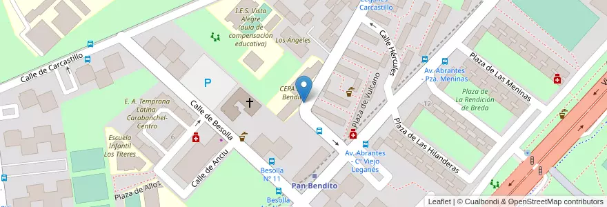 Mapa de ubicacion de Aparcabicis Biblioteca Pan Bendito en 스페인, Comunidad De Madrid, Comunidad De Madrid, Área Metropolitana De Madrid Y Corredor Del Henares, 마드리드.