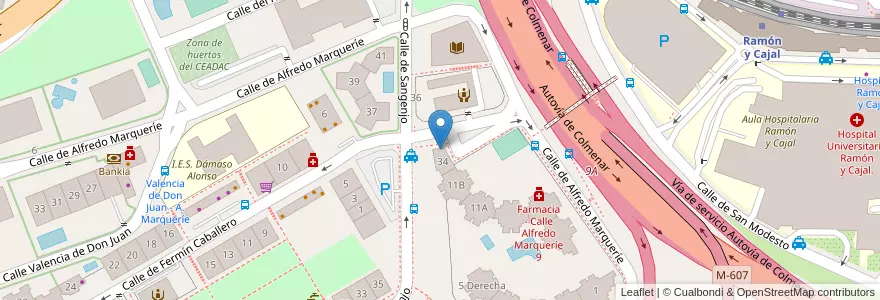 Mapa de ubicacion de Aparcabicis Biblioteca Pública Rafael Alberti en إسبانيا, منطقة مدريد, منطقة مدريد, Área Metropolitana De Madrid Y Corredor Del Henares, مدريد.