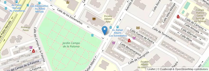 Mapa de ubicacion de Aparcabicis Biblioteca Pública Vallecas en España, Comunidad De Madrid, Comunidad De Madrid, Área Metropolitana De Madrid Y Corredor Del Henares, Madrid.