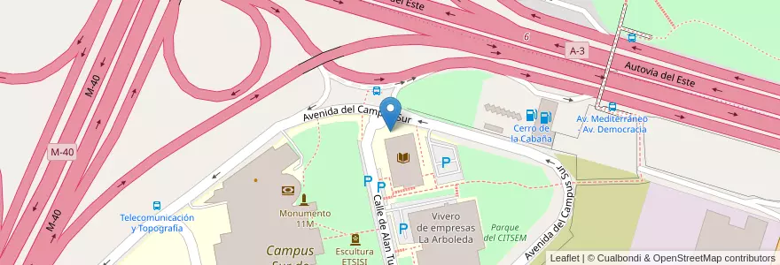 Mapa de ubicacion de Aparcabicis Biblioteca UPM en 西班牙, Comunidad De Madrid, Comunidad De Madrid, Área Metropolitana De Madrid Y Corredor Del Henares, Madrid.