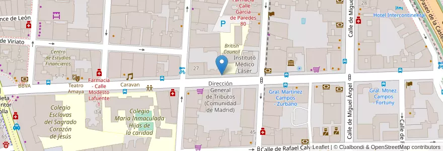 Mapa de ubicacion de Aparcabicis British Council en İspanya, Comunidad De Madrid, Comunidad De Madrid, Área Metropolitana De Madrid Y Corredor Del Henares, Madrid.