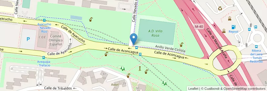 Mapa de ubicacion de Aparcabicis Campo de Futbol Villarrosa en إسبانيا, منطقة مدريد, منطقة مدريد, Área Metropolitana De Madrid Y Corredor Del Henares, مدريد.