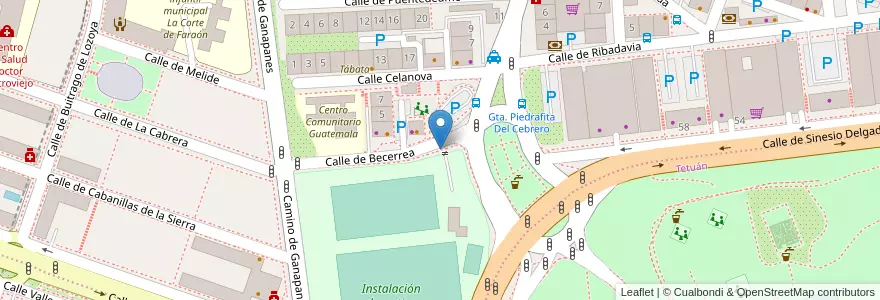 Mapa de ubicacion de Aparcabicis Campo Municipal Vereda de Ganapanes en Sepanyol, Comunidad De Madrid, Comunidad De Madrid, Área Metropolitana De Madrid Y Corredor Del Henares, Madrid.