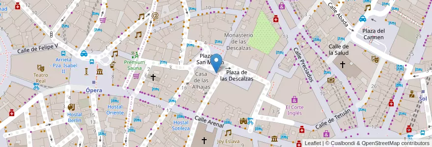 Mapa de ubicacion de Aparcabicis Casa de las Alhajas en إسبانيا, منطقة مدريد, منطقة مدريد, Área Metropolitana De Madrid Y Corredor Del Henares, مدريد.