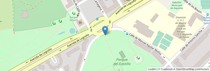 Mapa de ubicacion de Aparcabicis Castillo Alameda de Osuna en Spanien, Autonome Gemeinschaft Madrid, Autonome Gemeinschaft Madrid, Área Metropolitana De Madrid Y Corredor Del Henares, Madrid.