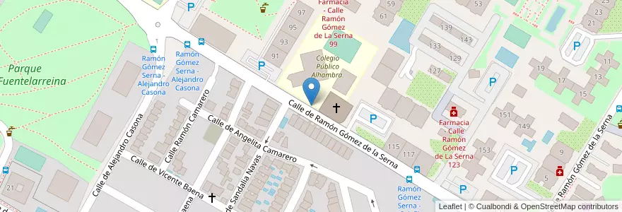 Mapa de ubicacion de Aparcabicis CEIP Alhambra en 스페인, Comunidad De Madrid, Comunidad De Madrid, Área Metropolitana De Madrid Y Corredor Del Henares, 마드리드.