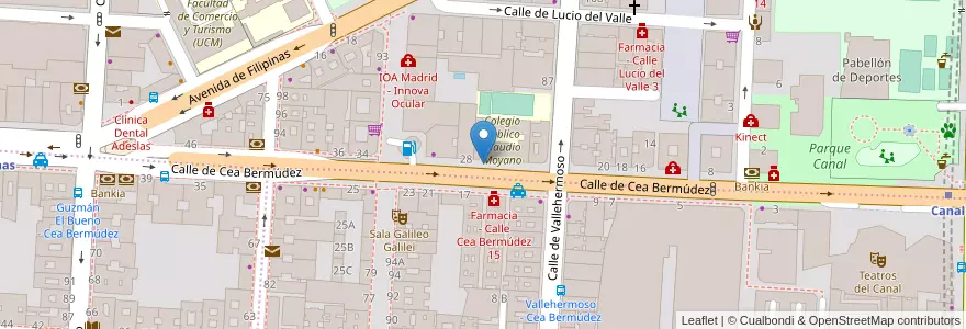 Mapa de ubicacion de Aparcabicis CEIP Claudio Moyano en Испания, Мадрид, Мадрид, Área Metropolitana De Madrid Y Corredor Del Henares, Мадрид.