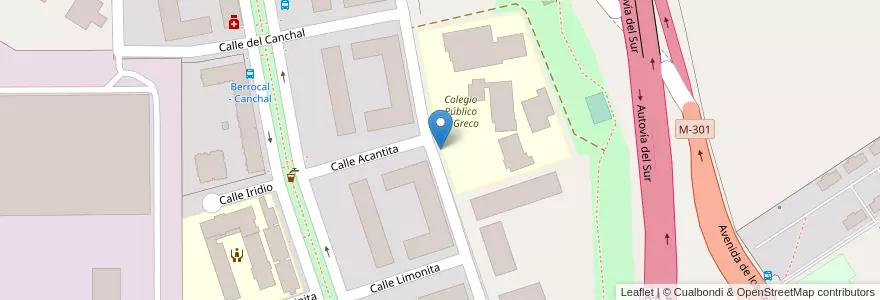 Mapa de ubicacion de Aparcabicis CEIP El Greco en Spanien, Autonome Gemeinschaft Madrid, Autonome Gemeinschaft Madrid, Área Metropolitana De Madrid Y Corredor Del Henares, Madrid.