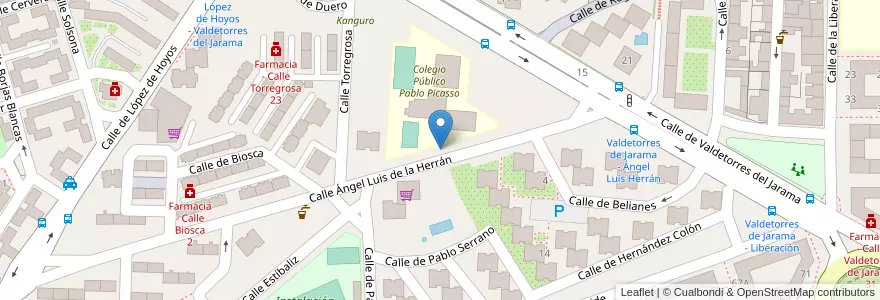 Mapa de ubicacion de Aparcabicis CEIP Pablo Picasso en スペイン, マドリード州, Comunidad De Madrid, Área Metropolitana De Madrid Y Corredor Del Henares, Madrid.