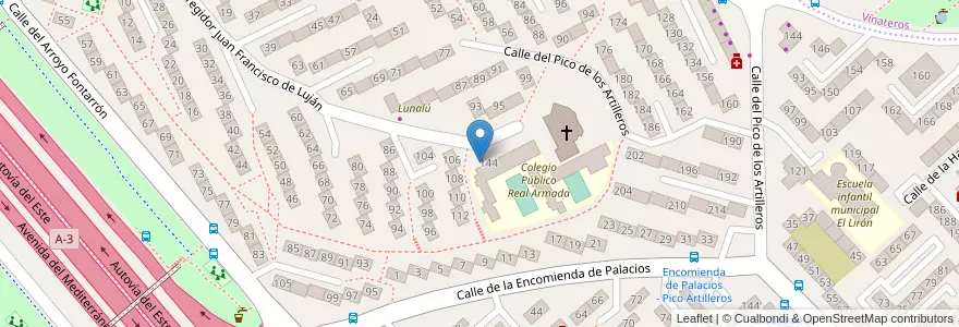Mapa de ubicacion de Aparcabicis CEIP Real Armada en Spagna, Comunidad De Madrid, Comunidad De Madrid, Área Metropolitana De Madrid Y Corredor Del Henares, Madrid.