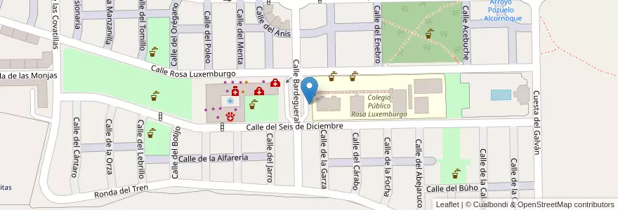 Mapa de ubicacion de Aparcabicis CEIP Rosa Luxemburgo en Spanien, Autonome Gemeinschaft Madrid, Autonome Gemeinschaft Madrid, Área Metropolitana De Madrid Y Corredor Del Henares, Madrid.