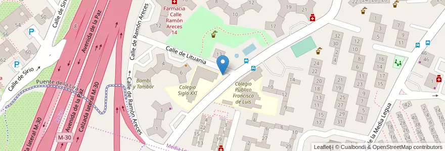Mapa de ubicacion de Aparcabicis CEIP Siglo XXI en スペイン, マドリード州, Comunidad De Madrid, Área Metropolitana De Madrid Y Corredor Del Henares, Madrid.