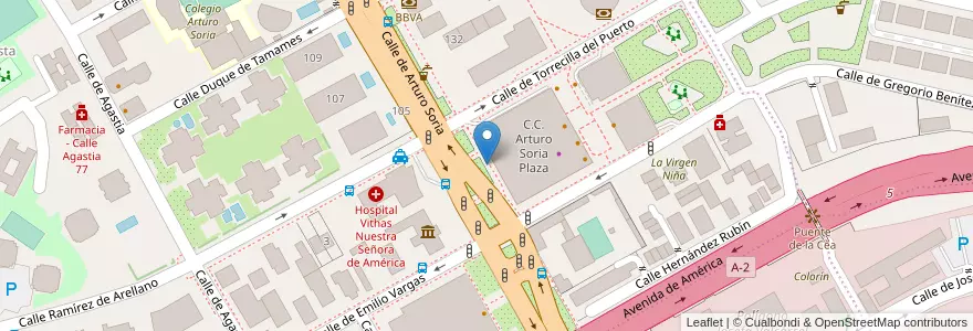 Mapa de ubicacion de Aparcabicis Centro Comercial Arturo Soria Plaza en España, Comunidad De Madrid, Comunidad De Madrid, Área Metropolitana De Madrid Y Corredor Del Henares, Madrid.