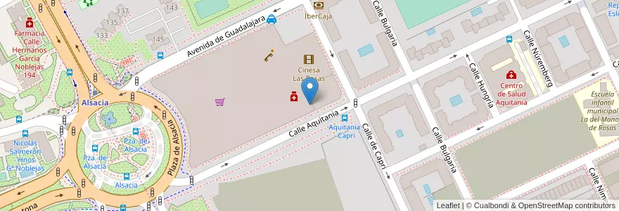 Mapa de ubicacion de Aparcabicis Centro Comercial Las Rosas en スペイン, マドリード州, Comunidad De Madrid, Área Metropolitana De Madrid Y Corredor Del Henares, Madrid.