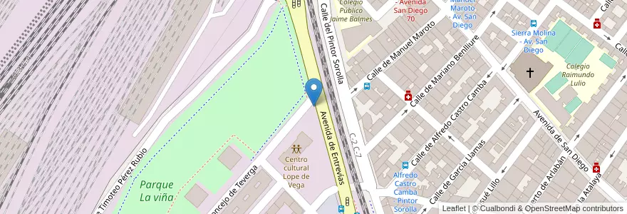 Mapa de ubicacion de Aparcabicis Centro Cultural Entrevías en Spagna, Comunidad De Madrid, Comunidad De Madrid, Área Metropolitana De Madrid Y Corredor Del Henares, Madrid.