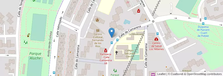 Mapa de ubicacion de Aparcabicis Centro Cultural Fernando de los Ríos en إسبانيا, منطقة مدريد, منطقة مدريد, Área Metropolitana De Madrid Y Corredor Del Henares, مدريد.