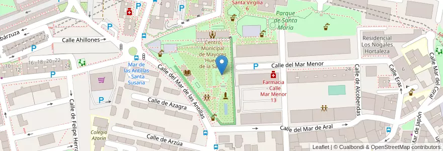 Mapa de ubicacion de Aparcabicis Centro Cultural Huerta de la Salud en اسپانیا, بخش خودمختار مادرید, بخش خودمختار مادرید, Área Metropolitana De Madrid Y Corredor Del Henares, مادرید.