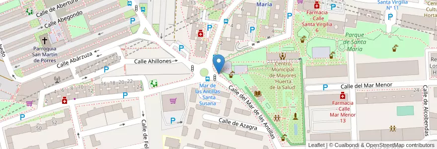 Mapa de ubicacion de Aparcabicis Centro Cultural Huerta de la Salud en Spain, Community Of Madrid, Community Of Madrid, Área Metropolitana De Madrid Y Corredor Del Henares, Madrid.